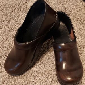 Dansko Brown Leather Slip-On Clogs Size 40